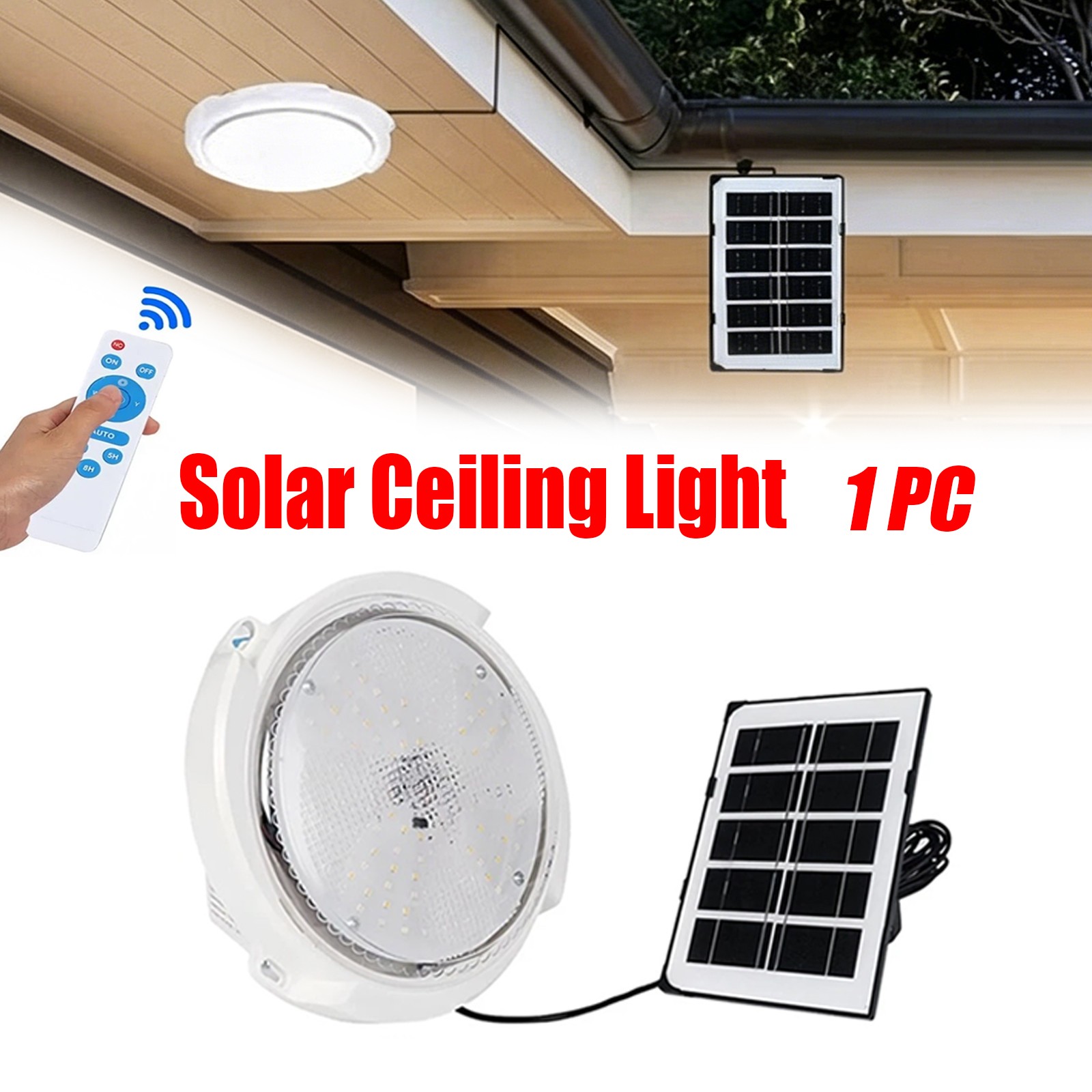 1-6pcs Solar Power Ceiling Pendant Light Remote Control Outdoor Lamp Waterproof