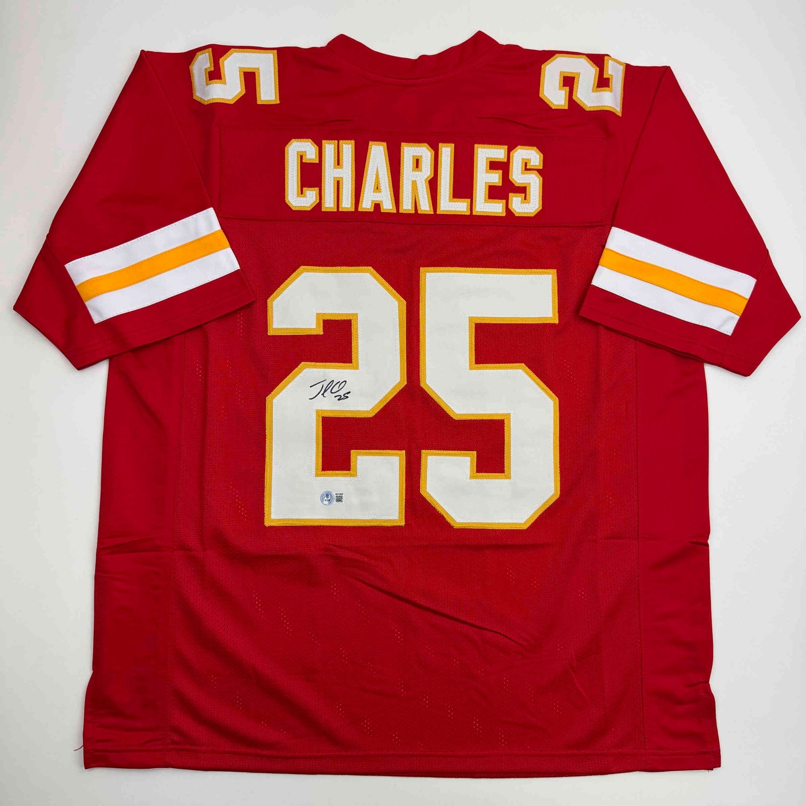 Autographed/Signed Jamaal Charles Kansas City Red Football Jersey JSA COA Autographed/Signed Jamaal Charles Kansas City Red Football Jersey JSA COA