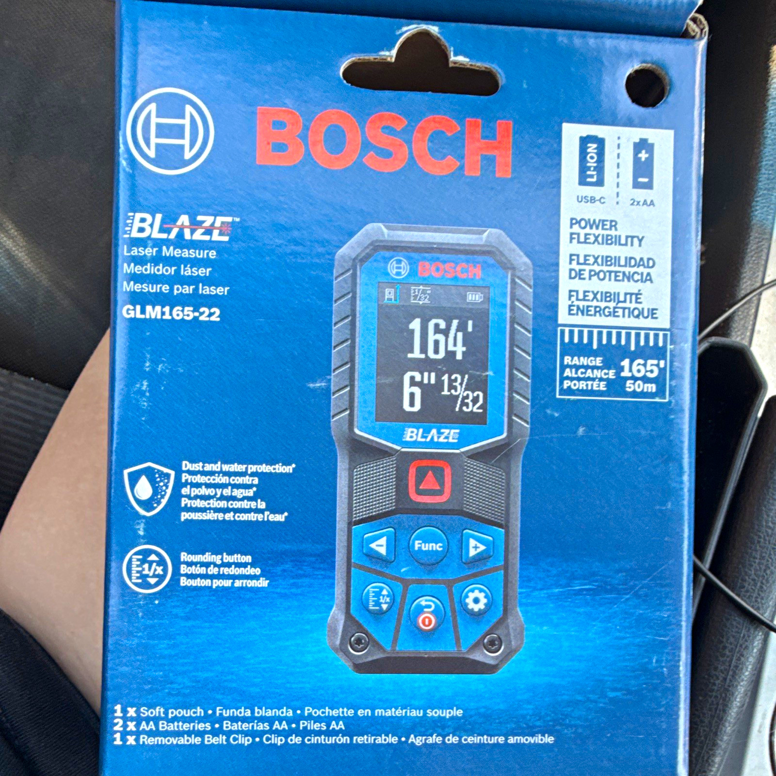 Bosch BLAZE GLM165-22 Laser Measure 165 ft Dust/Water Prot Belt Clip