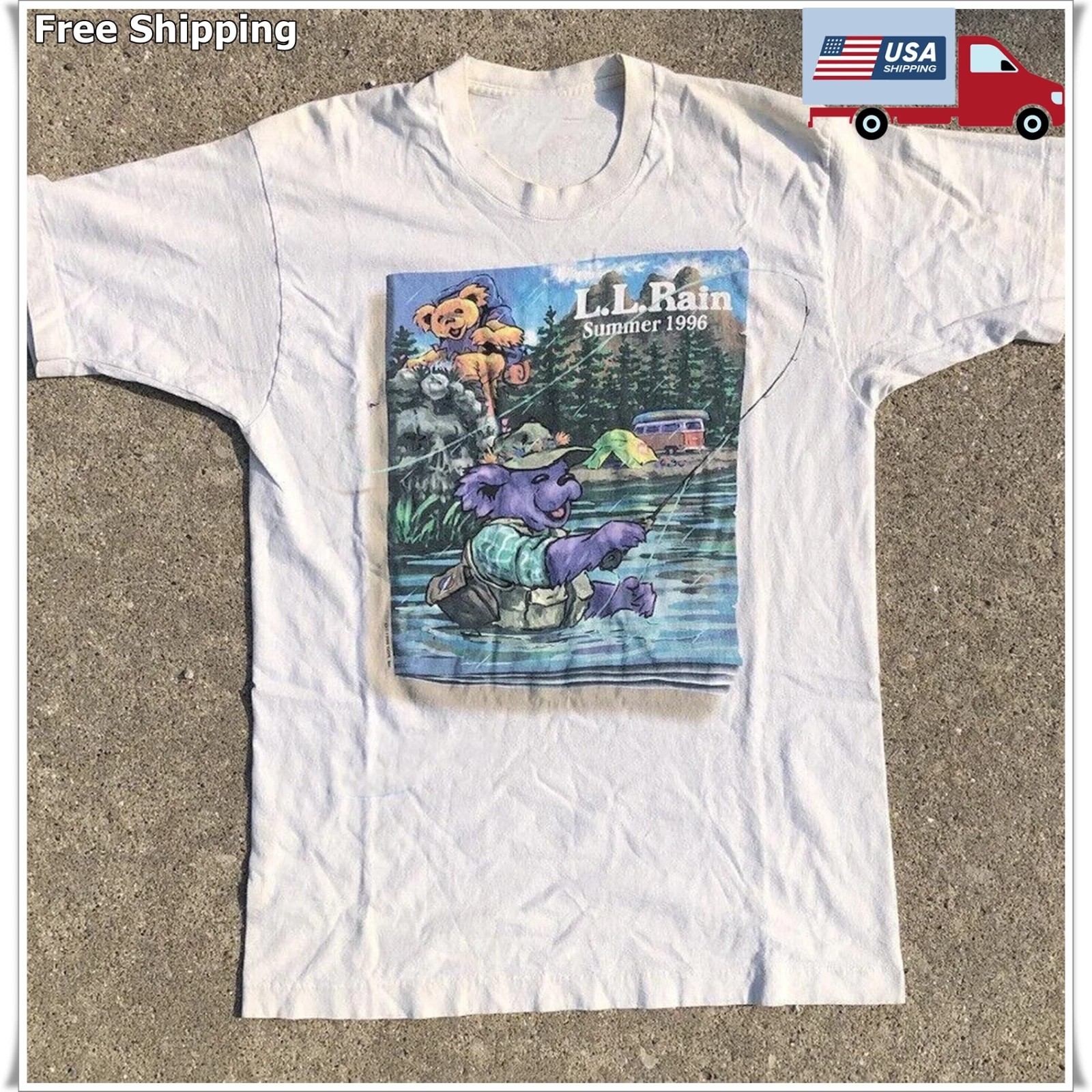 Grate ful Dead Vintage 1996 LL Rain Summer Tour T Shirt Vintage Size S 2XL