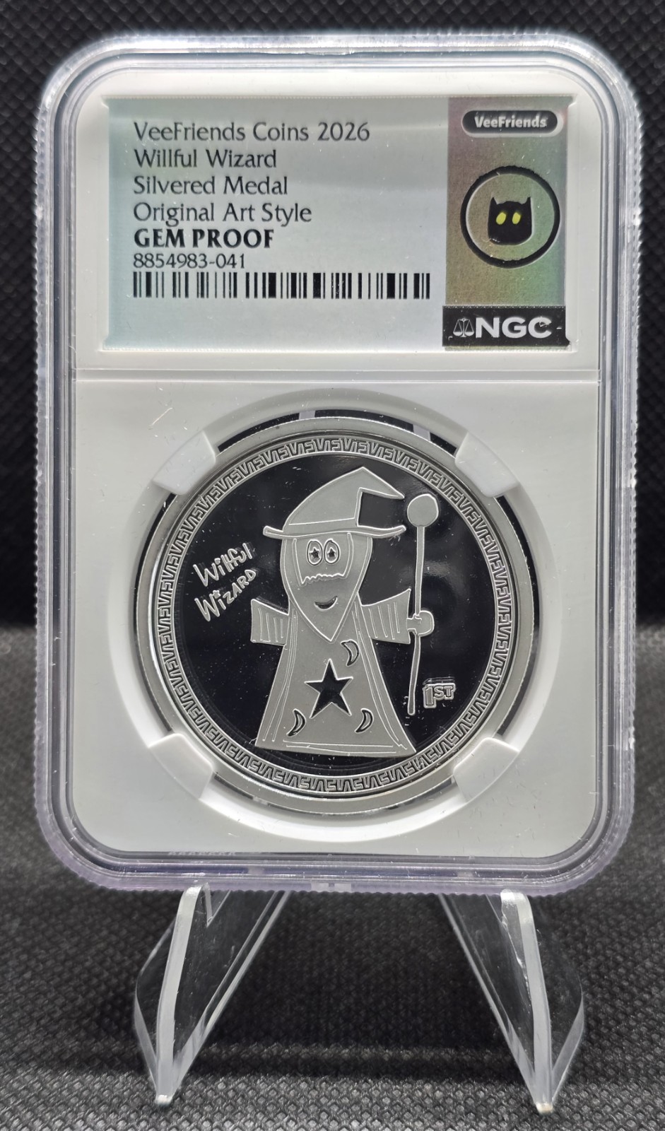 2026 VeeFriends Coins Willful Wizard Silvered Medal Original Art Rare Gem Proof 2026 VeeFriends Coins Willful Wizard Silvered Medal Original Art Rare Gem Proof