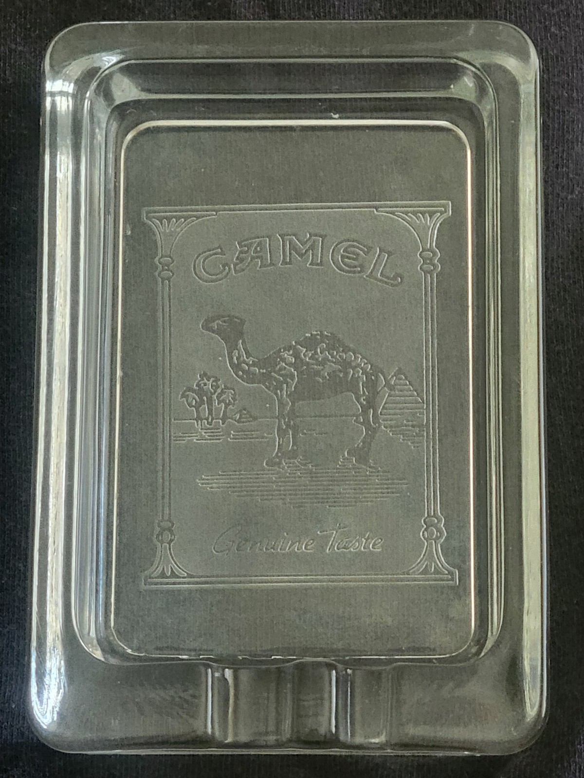 Vintage Camel Genuine Taste Ashtray Clear Etched Glass- Excellent Vintage Camel Genuine Taste Ashtray Clear Etched Glass- Excellent