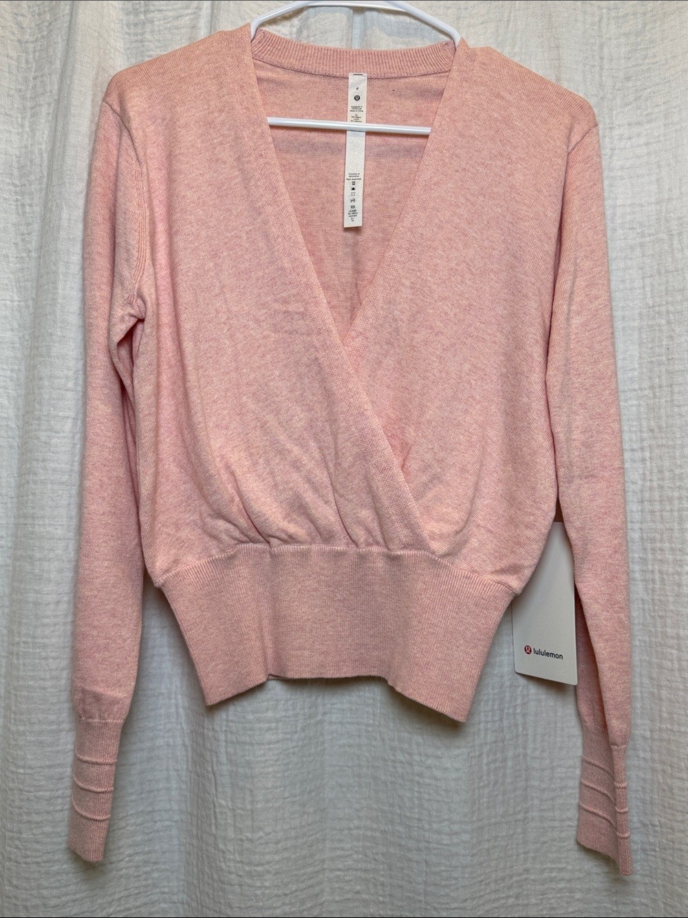 Lululemon Crossover Ribbed Waist Sweater - Heathered Dew Pink Lululemon Crossover Ribbed Waist Sweater - Heathered Dew Pink