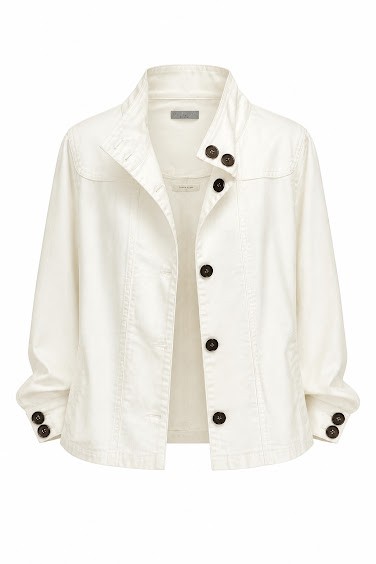 Eileen Fisher White Button-Up Jacket with Dark Brown Buttons XL Eileen Fisher White Button-Up Jacket with Dark Brown Buttons XL