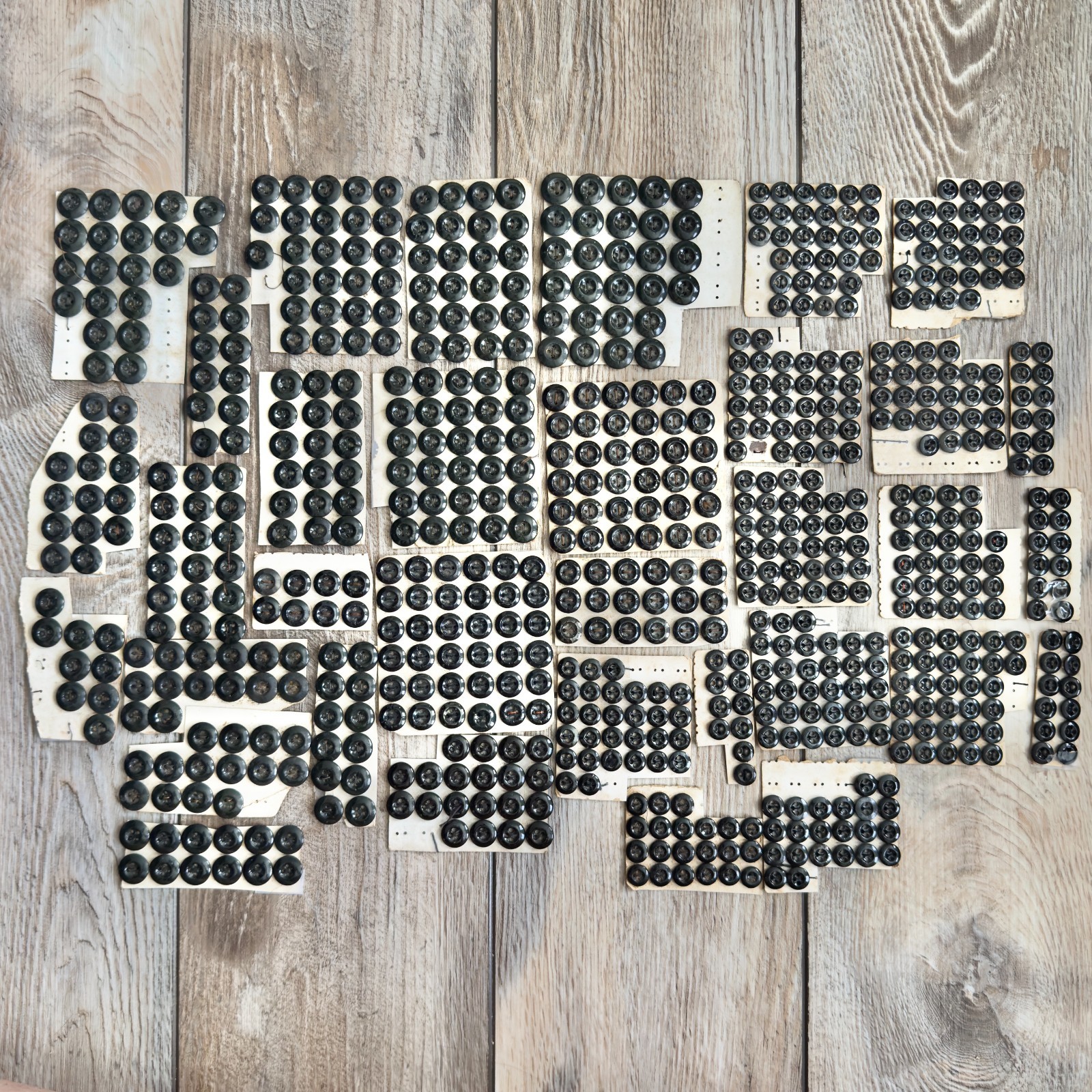 Large Lot Antique Black Glass Buttons Sew Through Germany Austria Rare