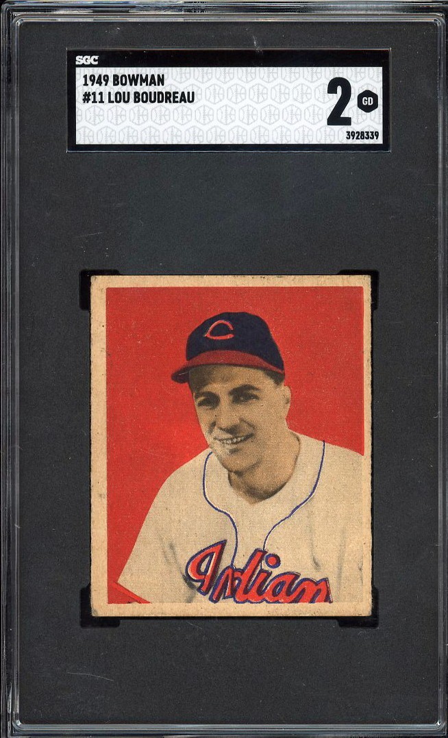 1949 Bowman 11 Lou Boudreau HOF ( WB ).  SGC 2 GOOD.  (TX8339).