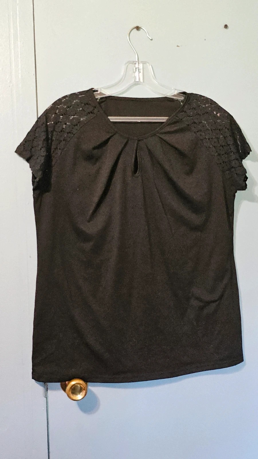 Black Lace Sleeve Blouse Top Size M Y2K Boho