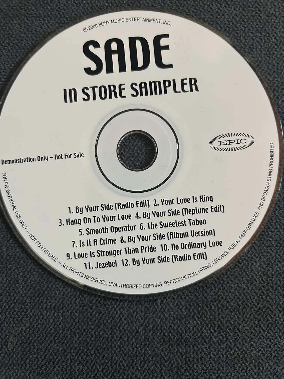 SADE - Promo - In Store Sampler - By your Side 2000 - 12 Tracks - CD - RARE SADE - Promo - In Store Sampler - By your Side 2000 - 12 Tracks - CD - RARE