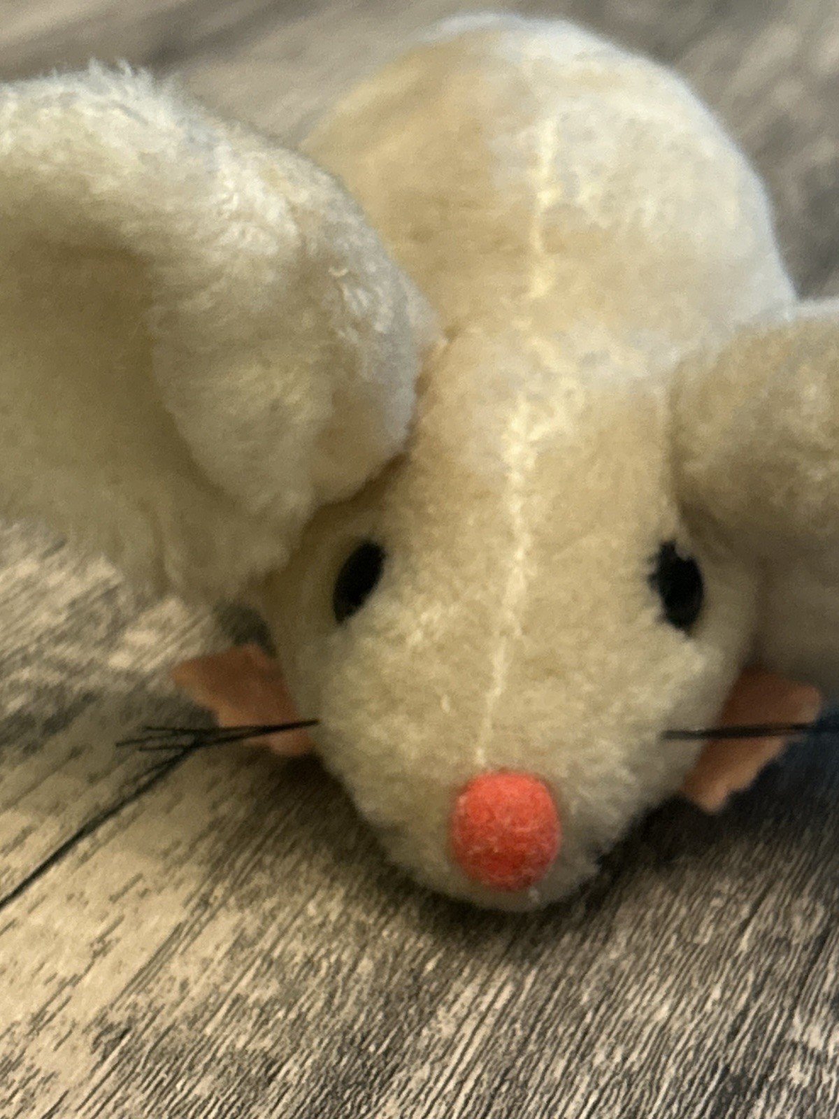 Vintage 1960s Kamar Beige Plush Mouse Big Ears String Tail Made in Korea Kitsch