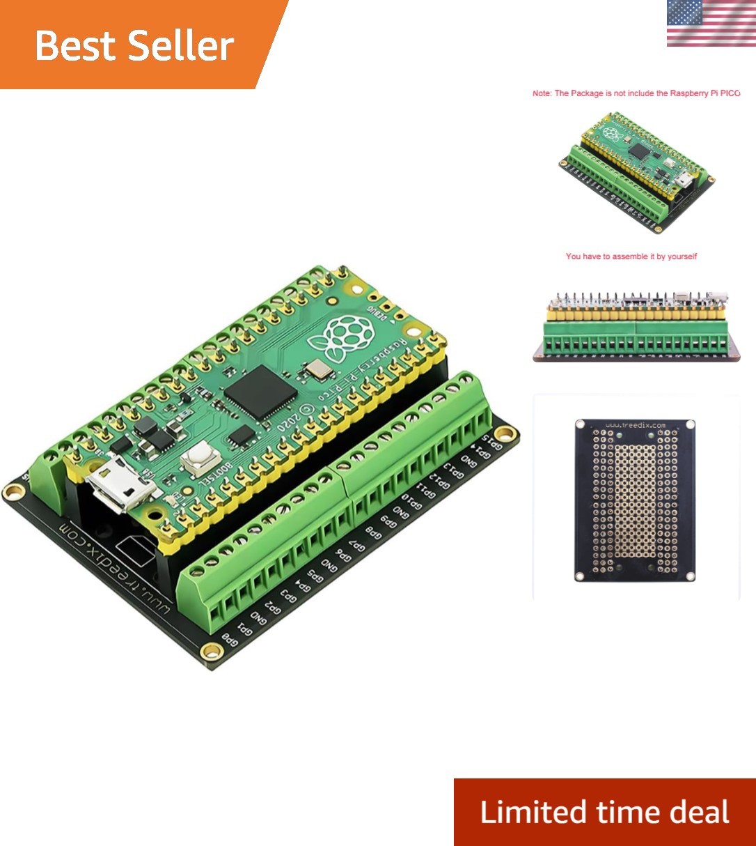 High-Quality Raspberry Pi Pico Flexible Shield Board - Gold-Plated PCB