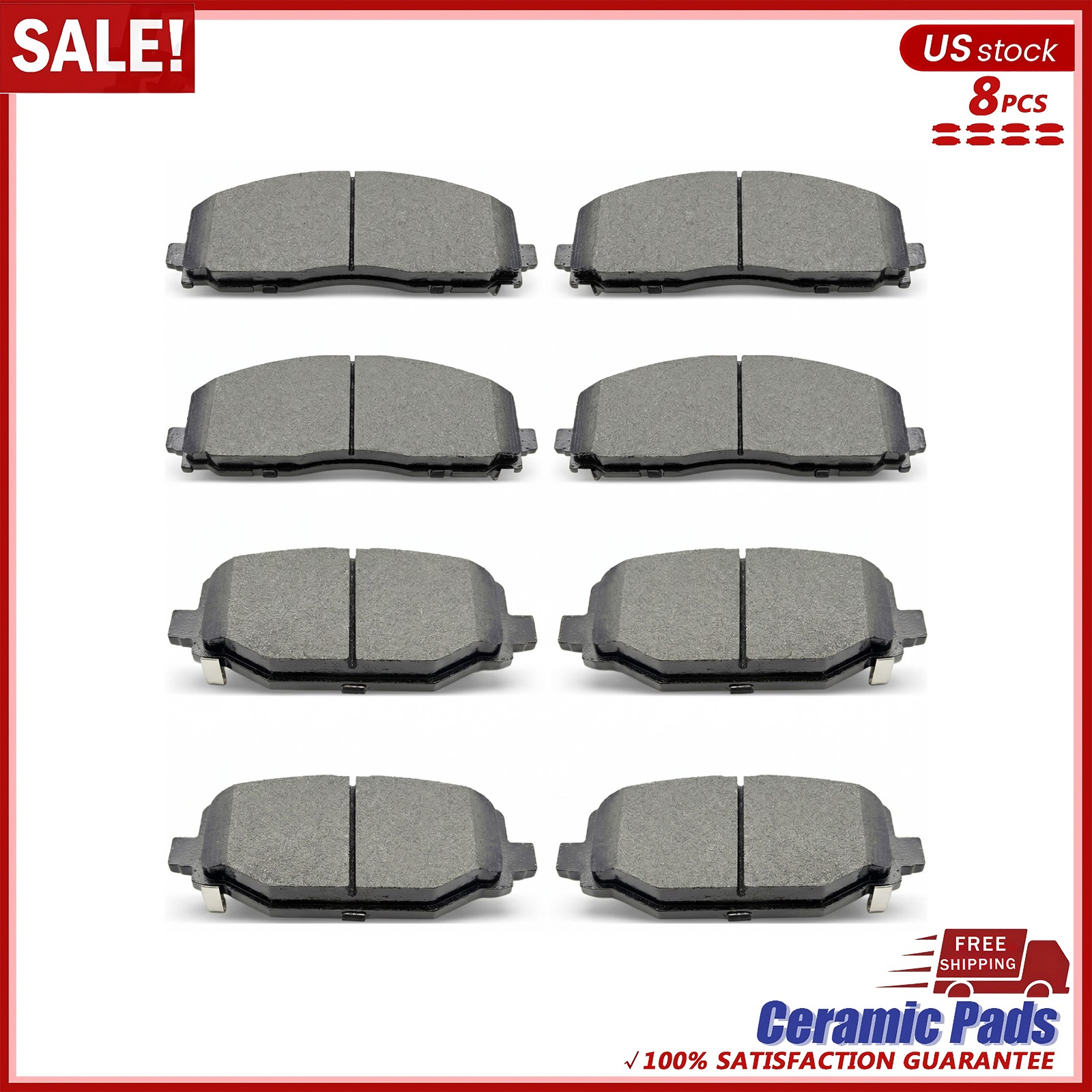 Front Rear Ceramic Disc Brake Pads For 2012-2020 Dodge Grand Caravan Journey