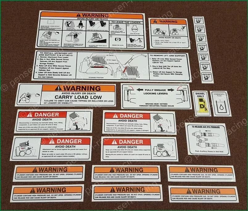 BOBCAT SKID STEER Warning Laminated Decals Stickers 25PC Set Kit Turbo High Flow BOBCAT SKID STEER Warning Laminated Decals Stickers 25PC Set Kit Turbo High Flow