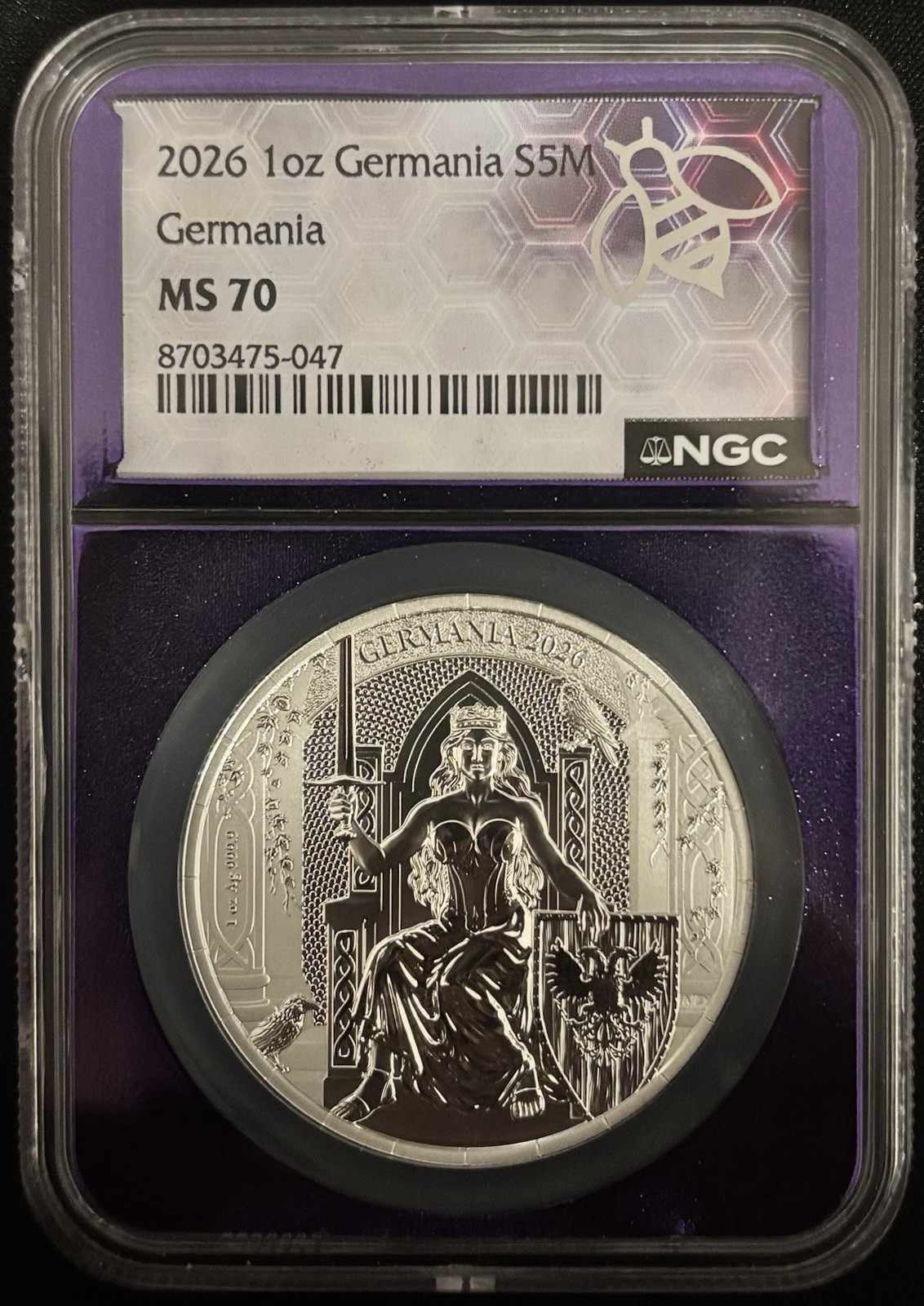 2026 Germania 5 Mark 1 oz .9999 Silver Coin NGC MS70 - Trader Bea 2026 Germania 5 Mark 1 oz .9999 Silver Coin NGC MS70 - Trader Bea