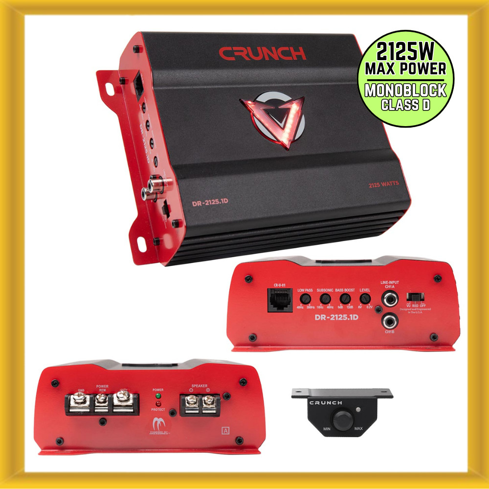 Crunch DR-2125.1D V-Drive 2125W Max Power Monoblock Car Amplifier Class D New Crunch DR-2125.1D V-Drive 2125W Max Power Monoblock Car Amplifier Class D New