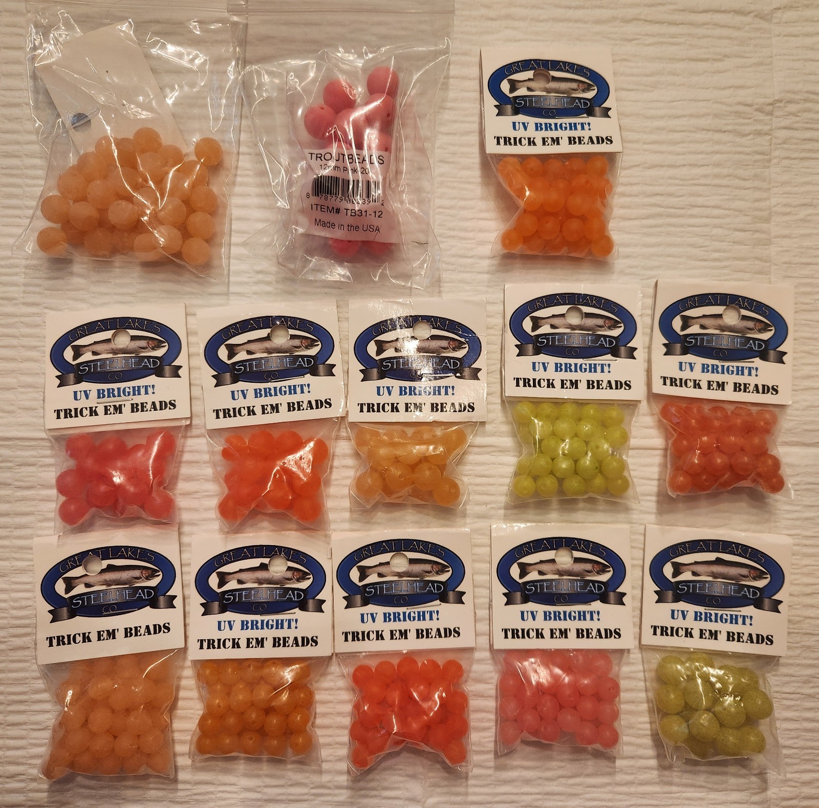 (38) Pkgs Steelie Beads, Troutbeads, & Great Lake Beads (38) Pkgs Steelie Beads, Troutbeads, & Great Lake Beads