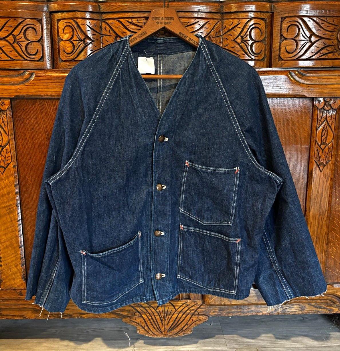 1950s True vintage PAY DAY denim indigo engineer jacket CUT SLEEVES