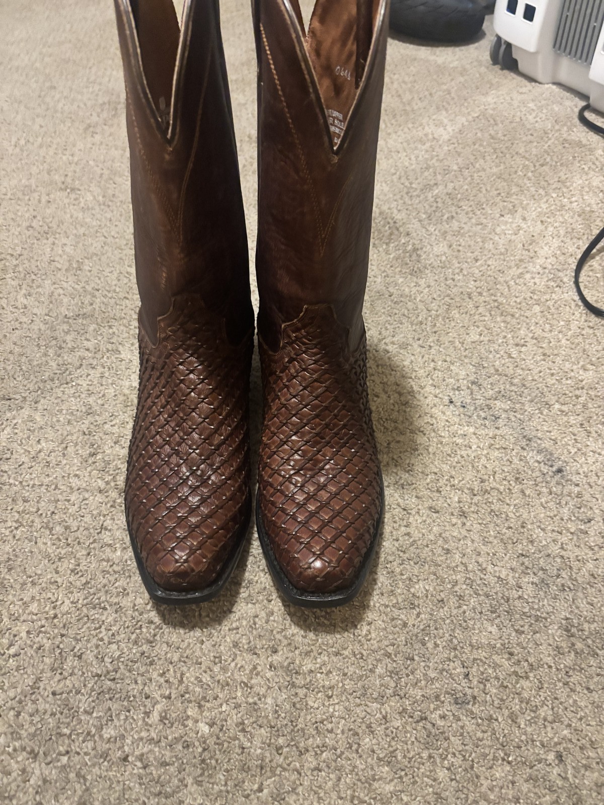 Dan Post DP3178 Weaver Cowboy Boots Men’s 10.5 D Brown Woven Leather Western