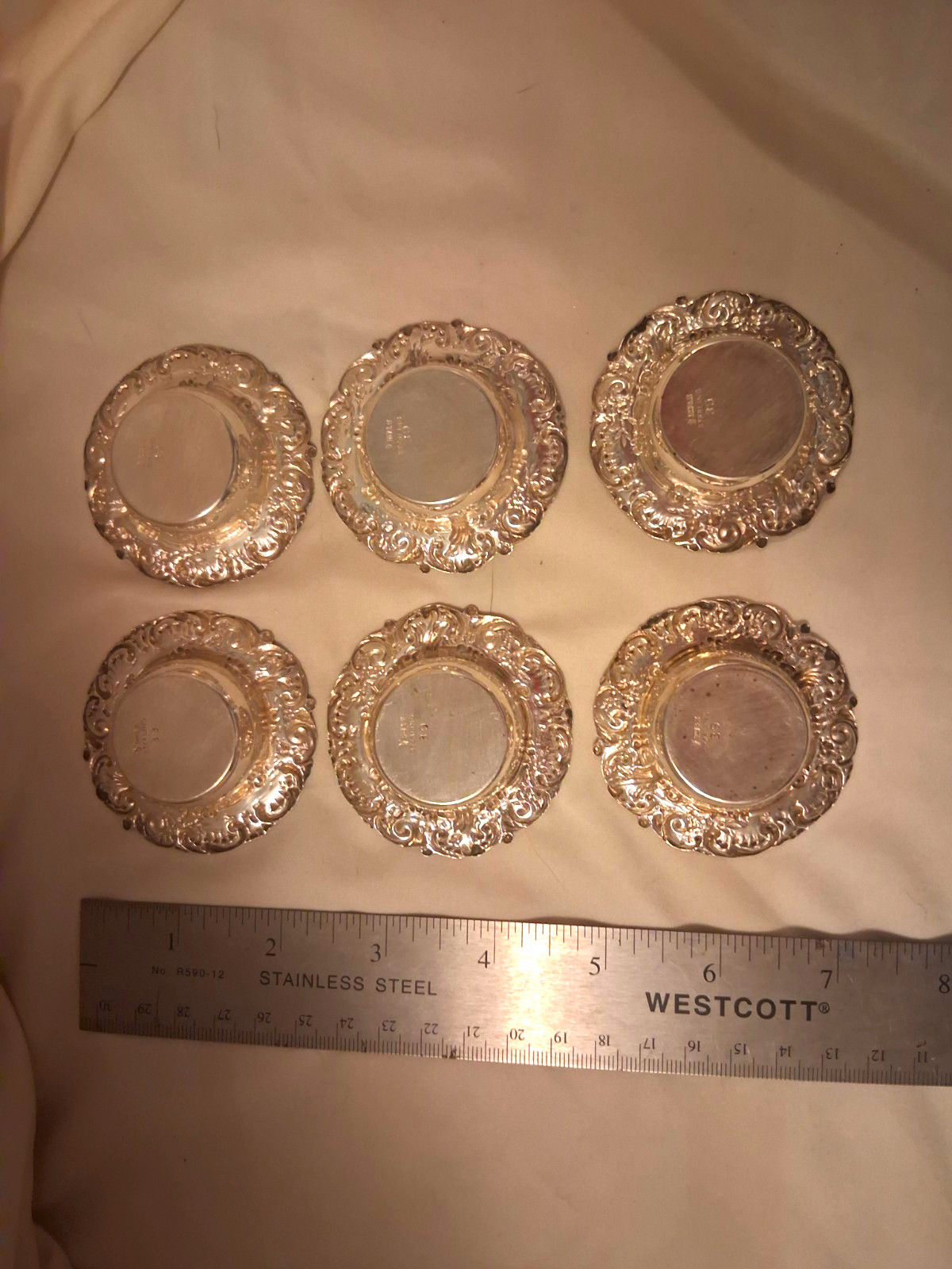 WEBSTER Co.  Set of 6 Sterling Silver (.925) Salt Cellars, Gilt Wash