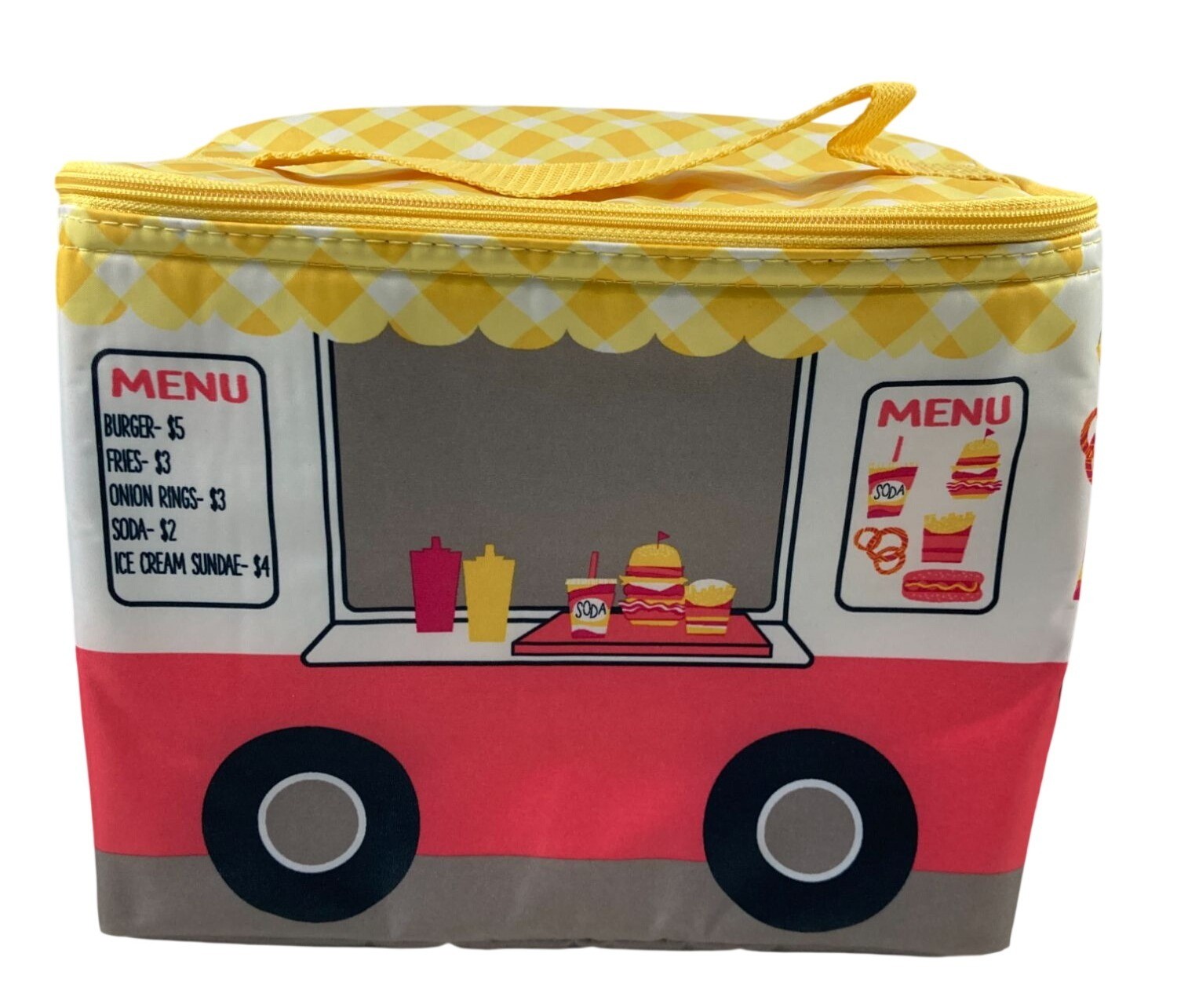Thirty One Food Truck Graphic Lunchbox Yellow Plaid Insulated Picnic Travel Bag