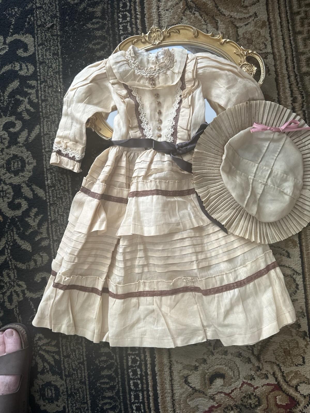 Antique Edwardian Victorian Dress for German Bisque Doll Jumeau Or Bru Doll