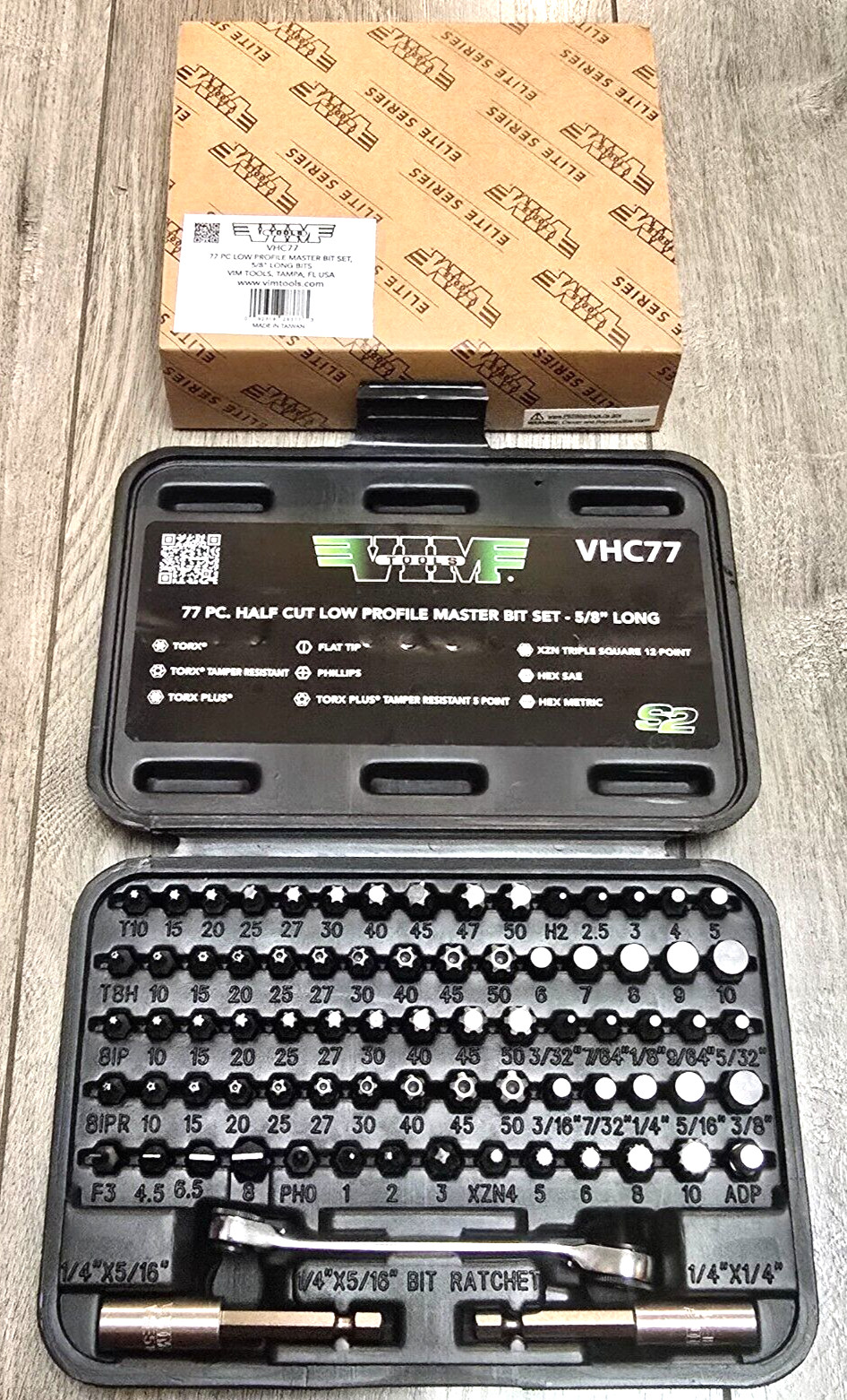 VIM 77pc Half Cut/ Super Low Profile Master Bit & Micro Ratchet Set #VHC77