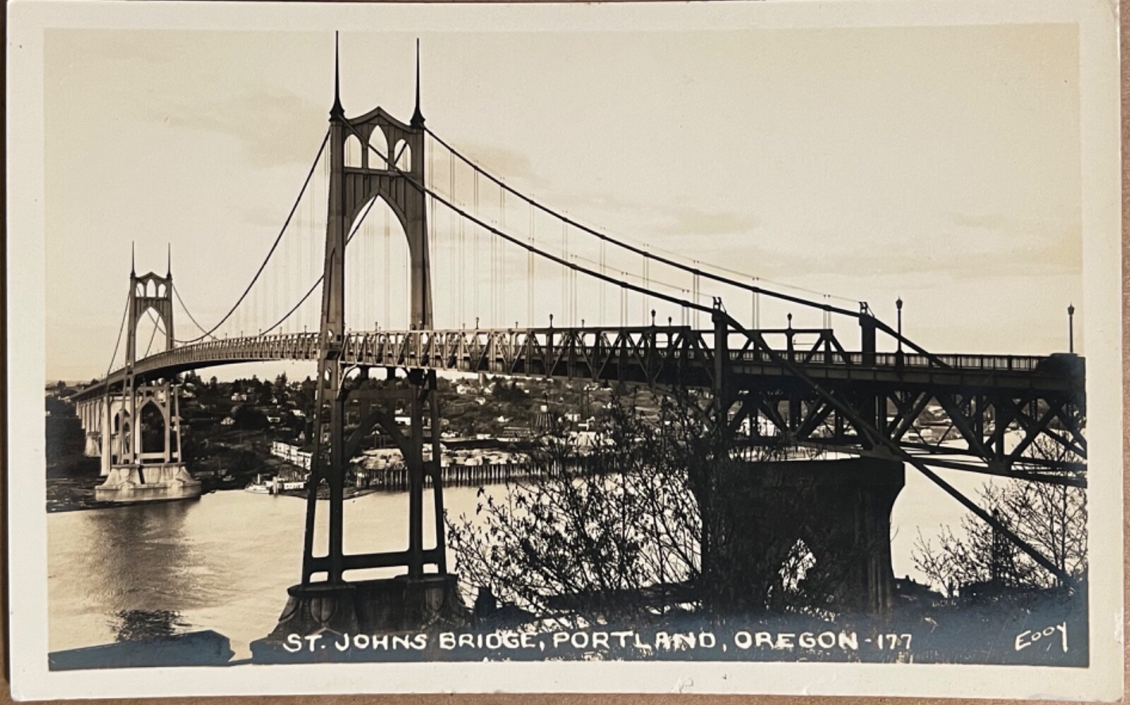 RPPC Portland Oregon St Johns Bridge Real Photo Postcard c1940