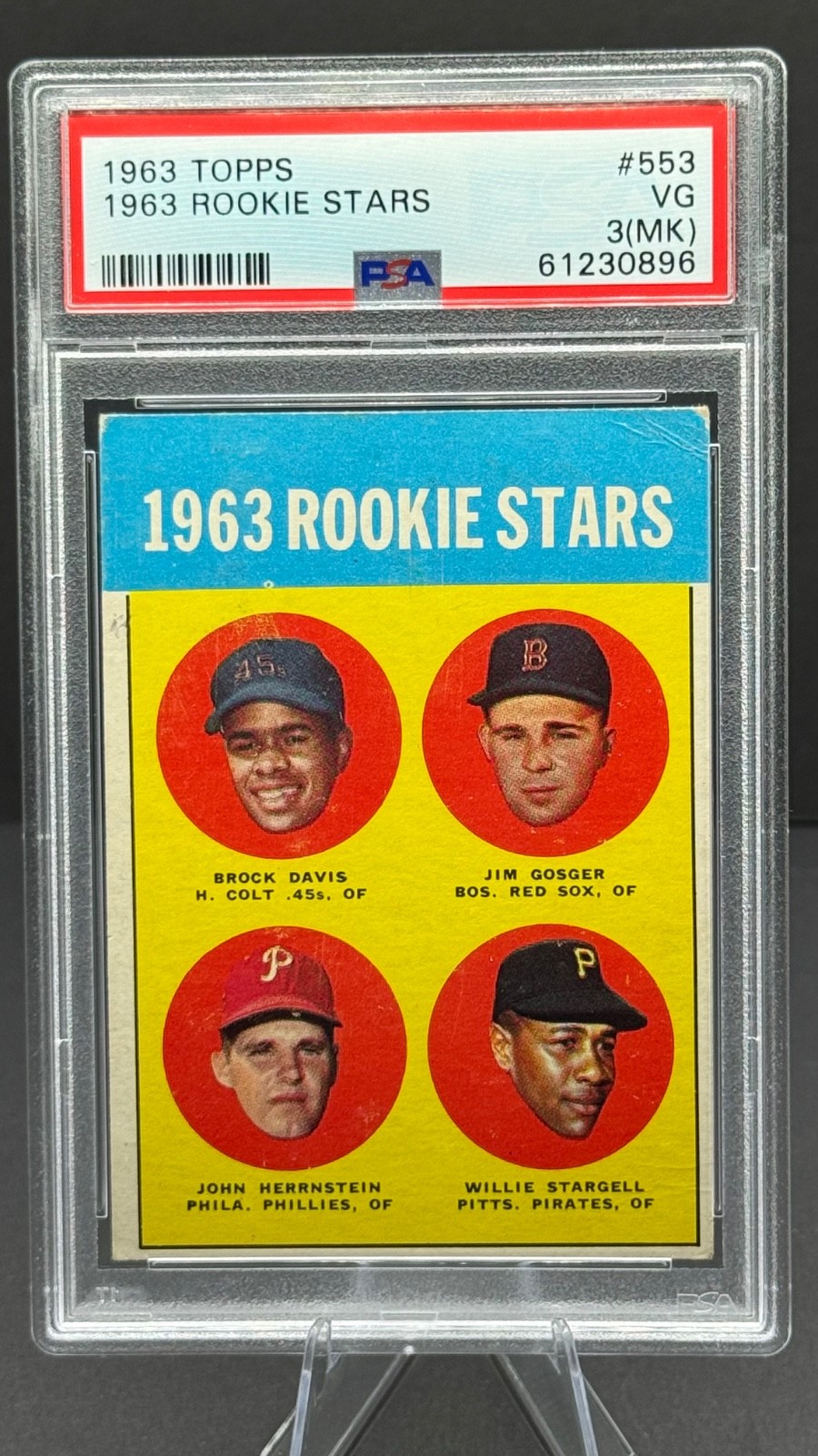 1963 Topps #553 Rookie Stars: Davis, Gosger, Hernstein, Stargell.  PSA 3 (MK)