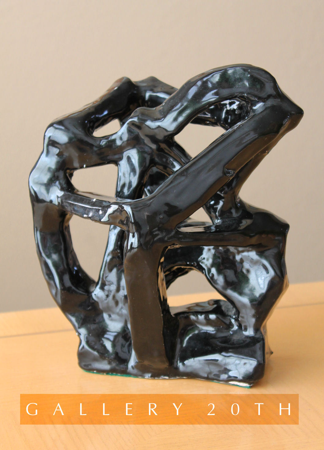 EPIC ABSTRACT CERAMIC SCULPTURE VTG 60S ORIG ART BLACK MID CENTURY MODERN BOHO