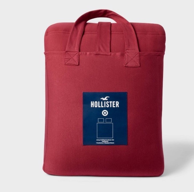 Hollister Red Jersey Full/Queen Brushed Cotton Comforter Set - NEW