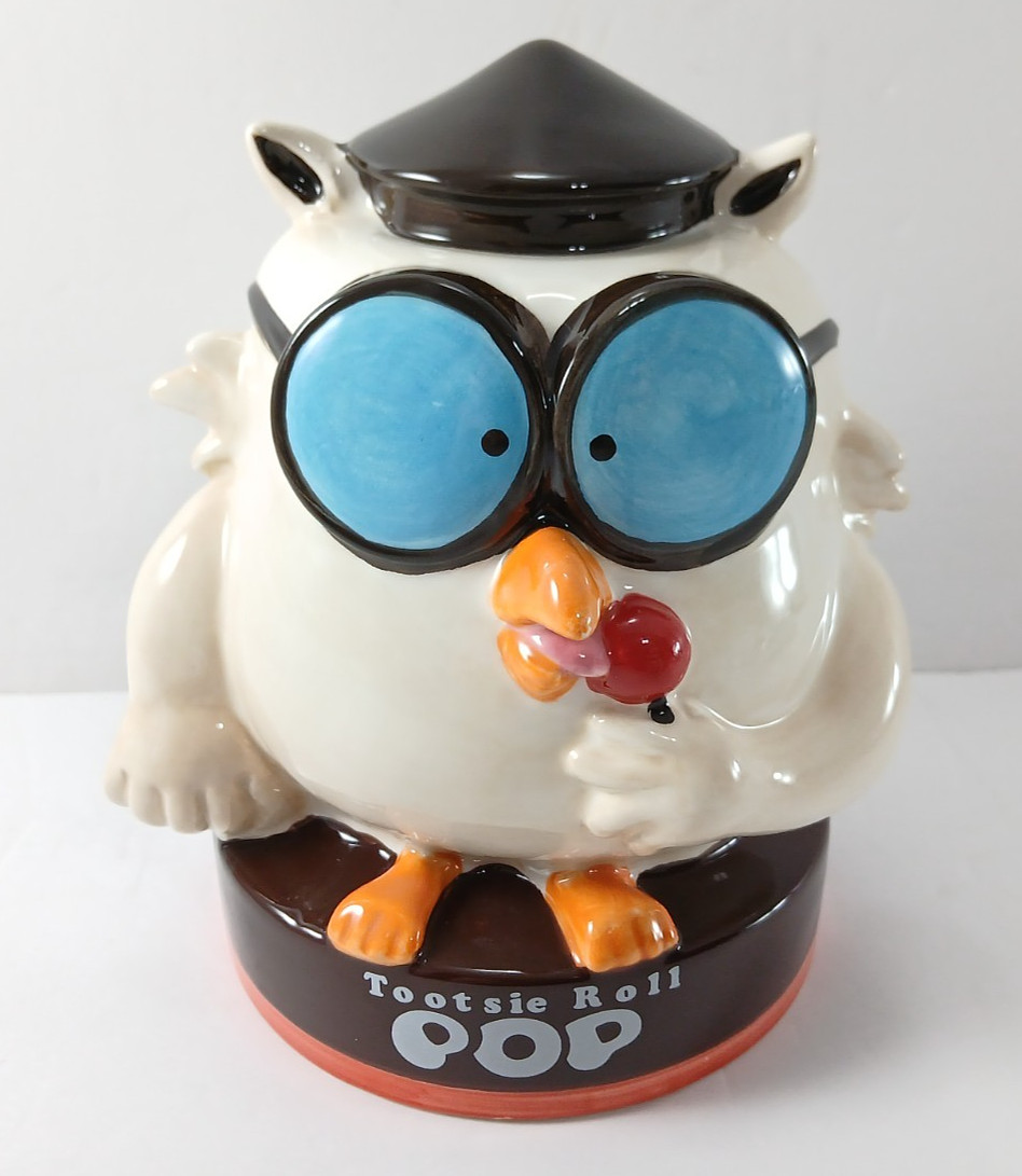 Vintage MR. OWL Tootsie Roll Pop Candy Holder Ceramic Figure 2005 PACIFIC Rare