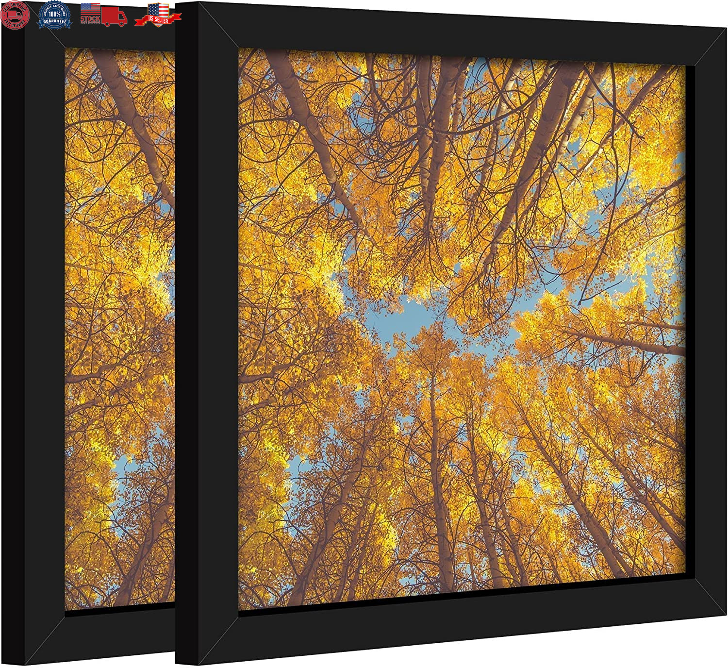 8x8 Picture Frame in Black Set of 2 Display Pictures 8”x8” Wall Mounting Fram