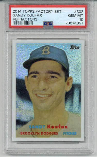 2014 TOPPS FACTORY SET REFRACTORS #302 SANDY KOUFAX DODGERS PSA 10 LOW POP RARE