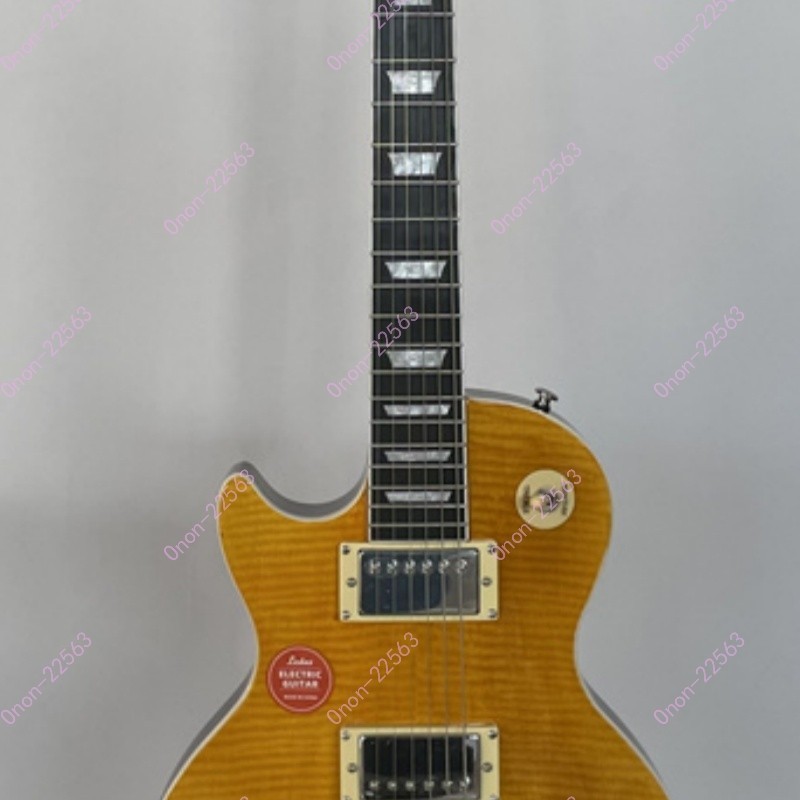 Left handed Solid Body Electric Guitar Flamed Maple Top Bone Nut Yellow From US