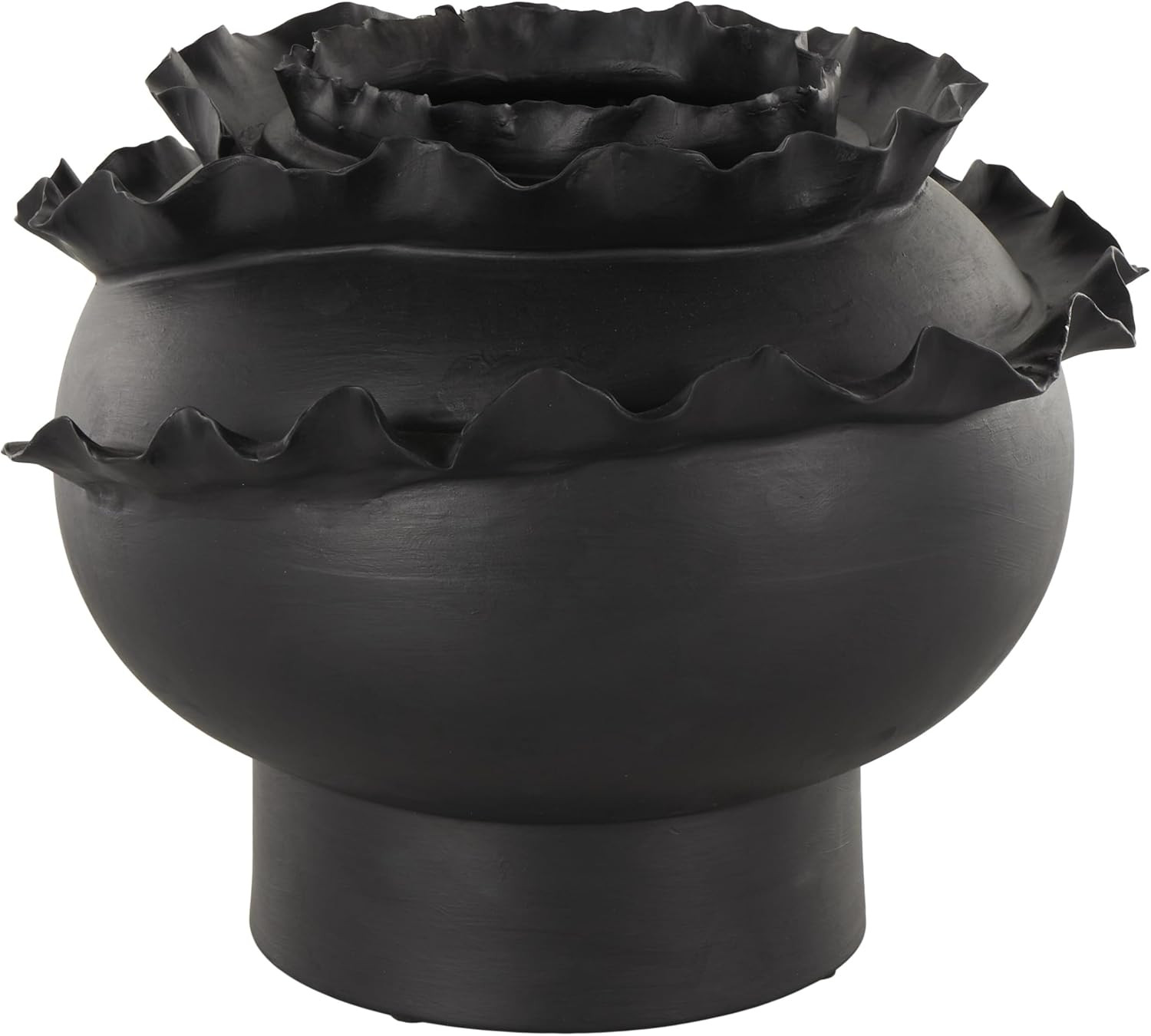 Black Ceramic Abstract Floral Vase - 12\