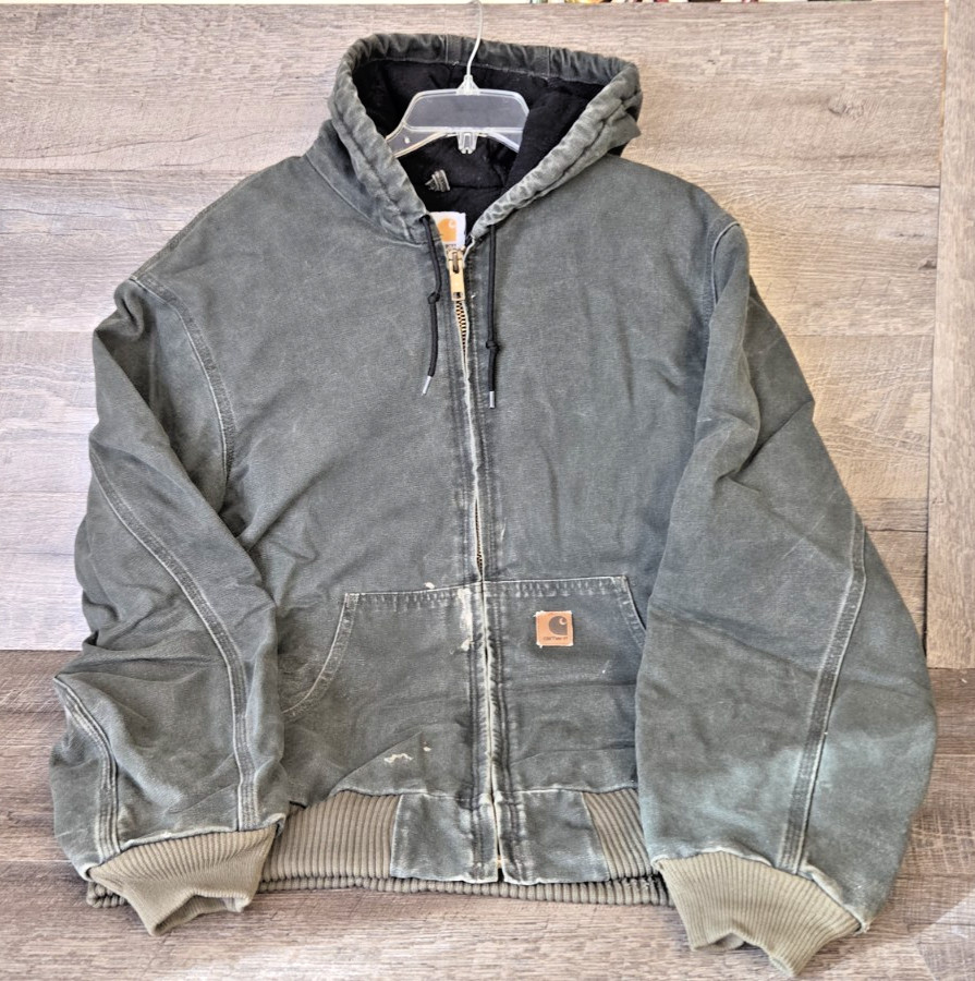 Distressed Vintage 90s Y2K Carhartt J130 MOS Moss Green Active Jacket Large Tall
