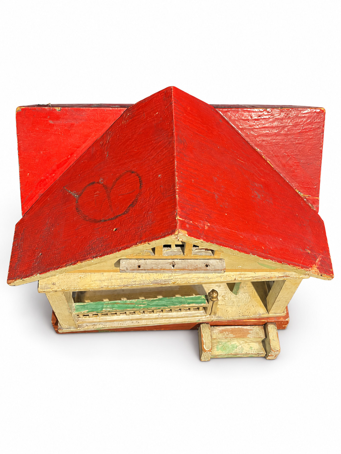 Antique Folk Art Handmade Wood Two Story Dollhouse, c. 1920s–30s Antique Folk Art Handmade Wood Two Story Dollhouse, c. 1920s–30s