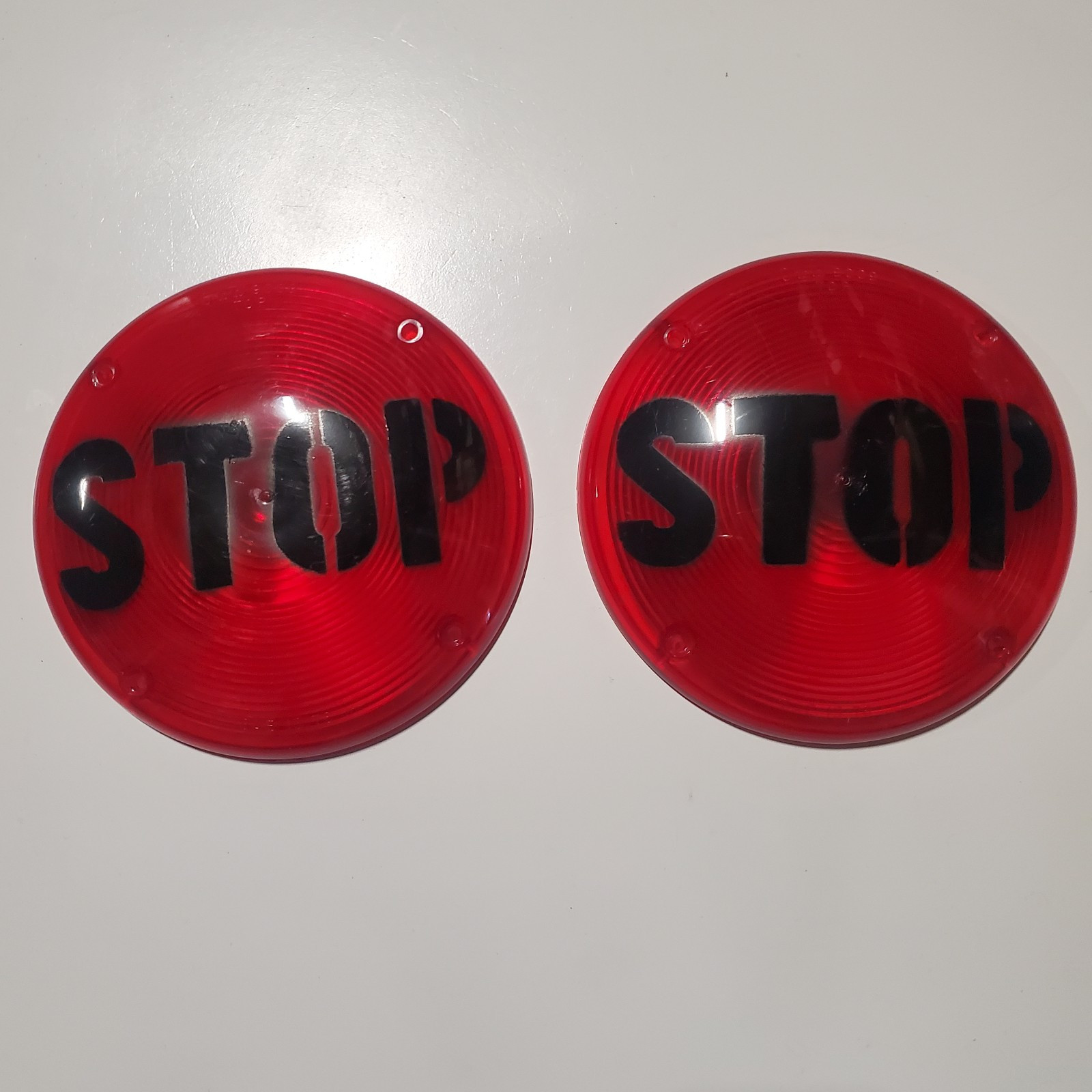 (2) Grote 9009 STOP Lenses Vintage Classic Truck Bus (2) Grote 9009 STOP Lenses Vintage Classic Truck Bus