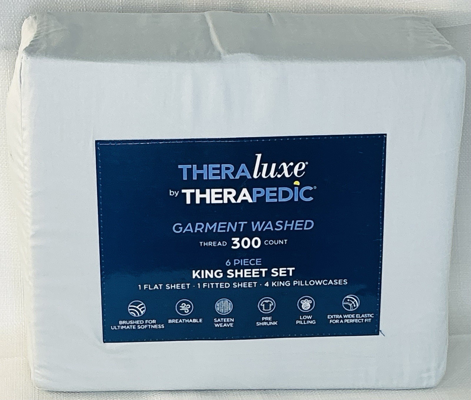 TheraLuxe by Therapedic 300 Thread Count Garment Washed 6-piece Sheet Set King-