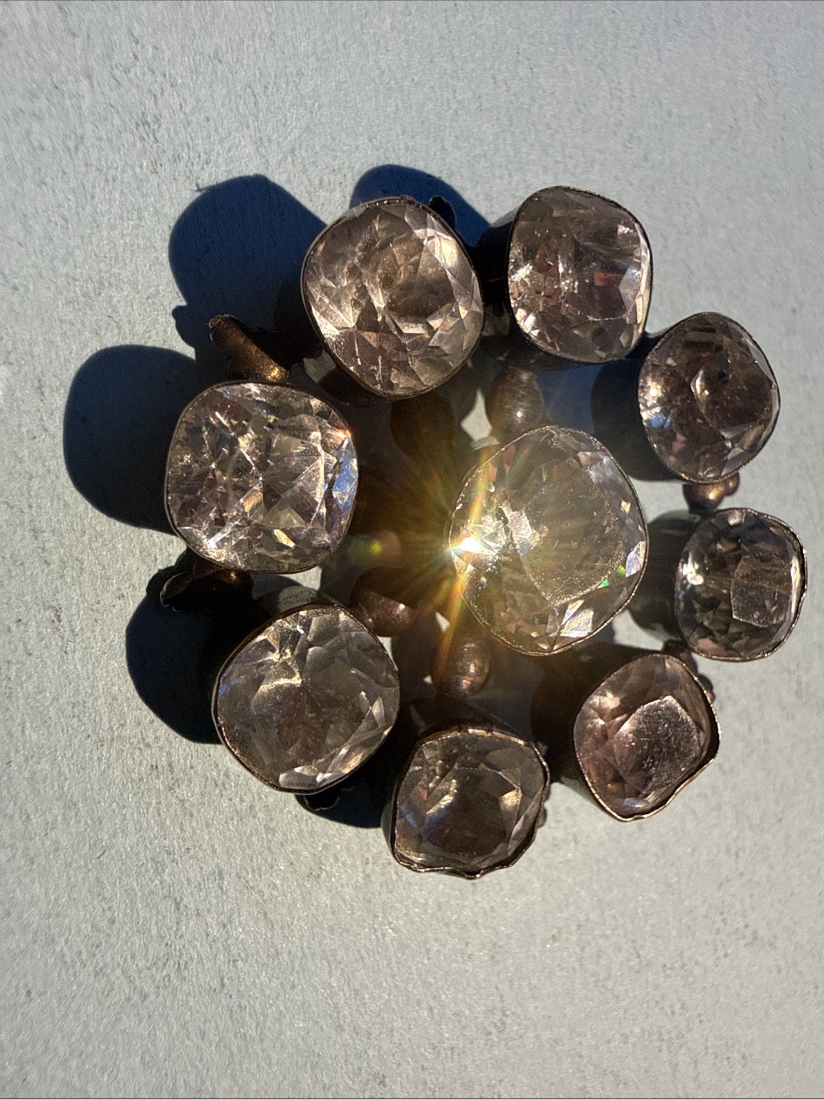 Antique Georgian C1830 9k Rolled Gold W/Paste Stones 1.75” Floral Style Brooch Antique Georgian C1830 9k Rolled Gold W/Paste Stones 1.75” Floral Style Brooch