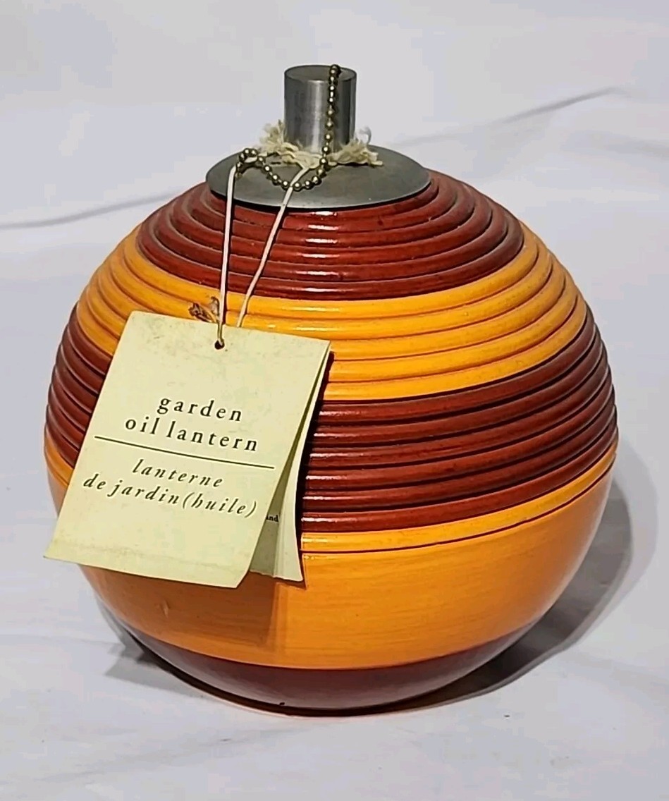 Vintage PIER 1 IMPORTS Garden Oil Lamps Hobnail Geometric Orange Red Rare Vintage PIER 1 IMPORTS Garden Oil Lamps Hobnail Geometric Orange Red Rare
