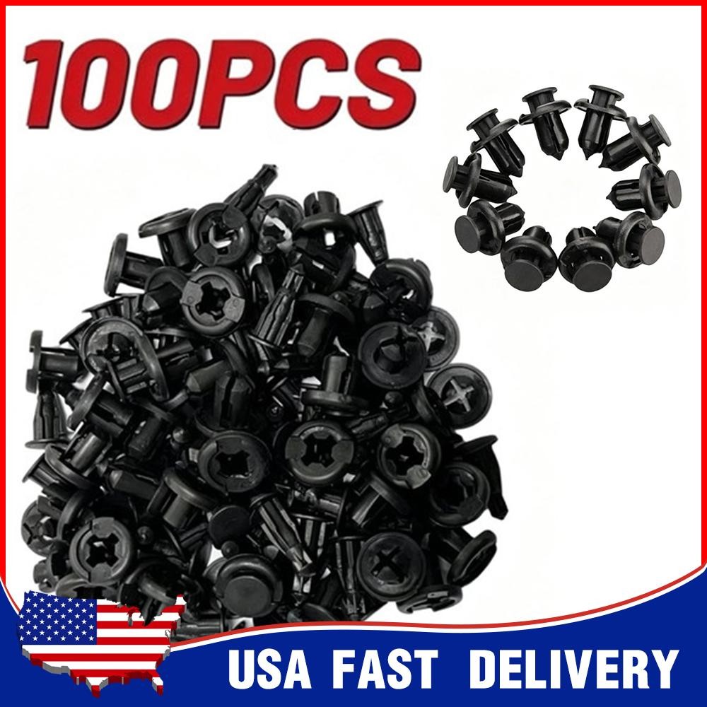 100x-10mm Bumper Clips Hood Fender Push Rivets Retainer Fasteners For Honda NEW