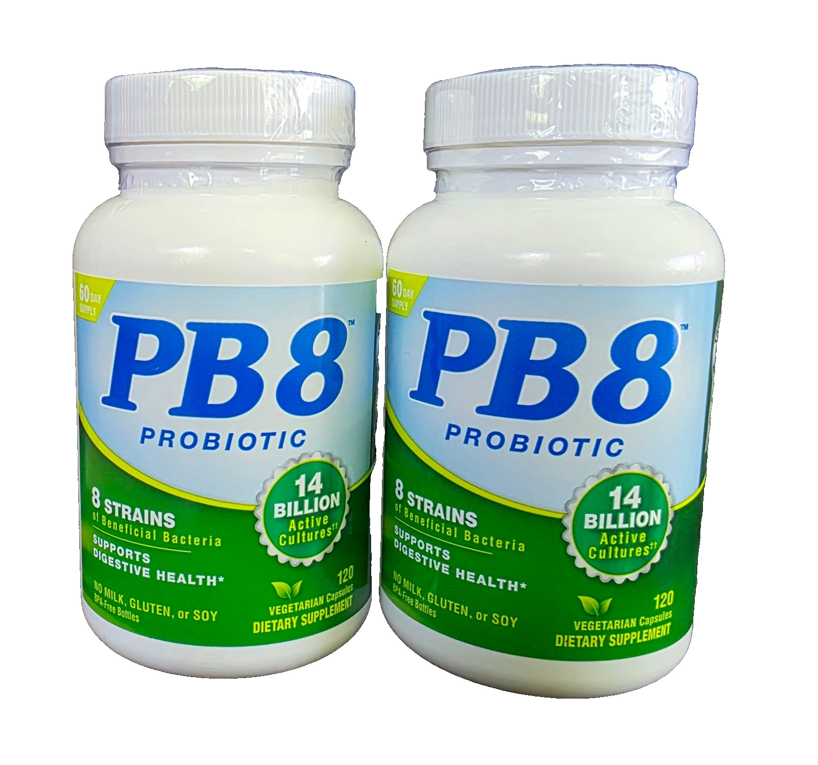 2x PB8 Probiotic 120 Vegetarian Capsules, Digestive Health 14 Billion CFU *DATE*