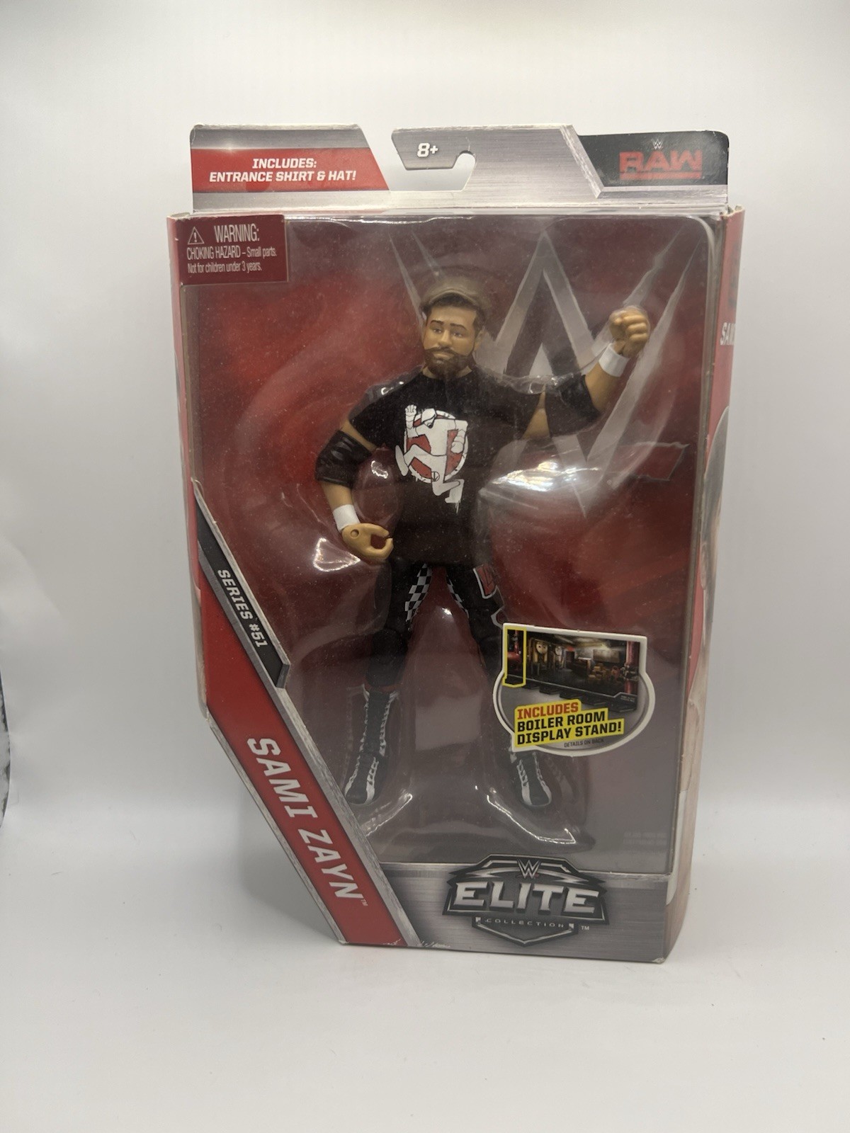 WWE Elite Collection Sami Zayn Action Figure w/ Hat, Shirt, Stand, Boxed
