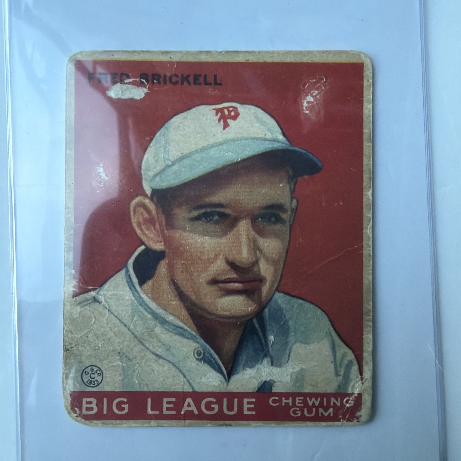 1933 Goudey Big League Chewing Gum - R319 Fred Brickell #38 (RC) 1933 Goudey Big League Chewing Gum - R319 Fred Brickell #38 (RC)