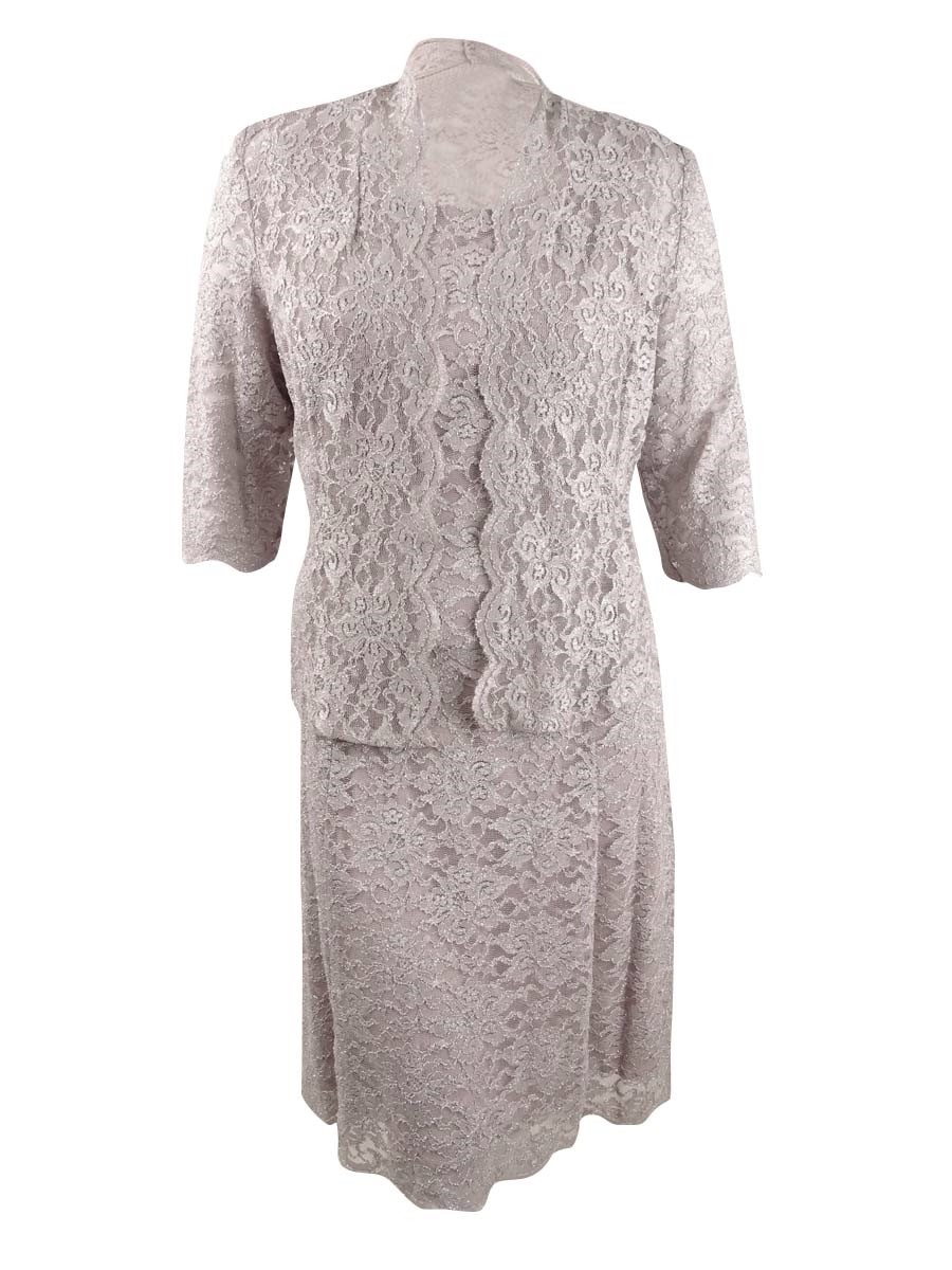 R&M Richards Women\'s Glitter Lace Dress & Jacket (18, Champagne) R&M Richards Women\'s Glitter Lace Dress & Jacket (18, Champagne)