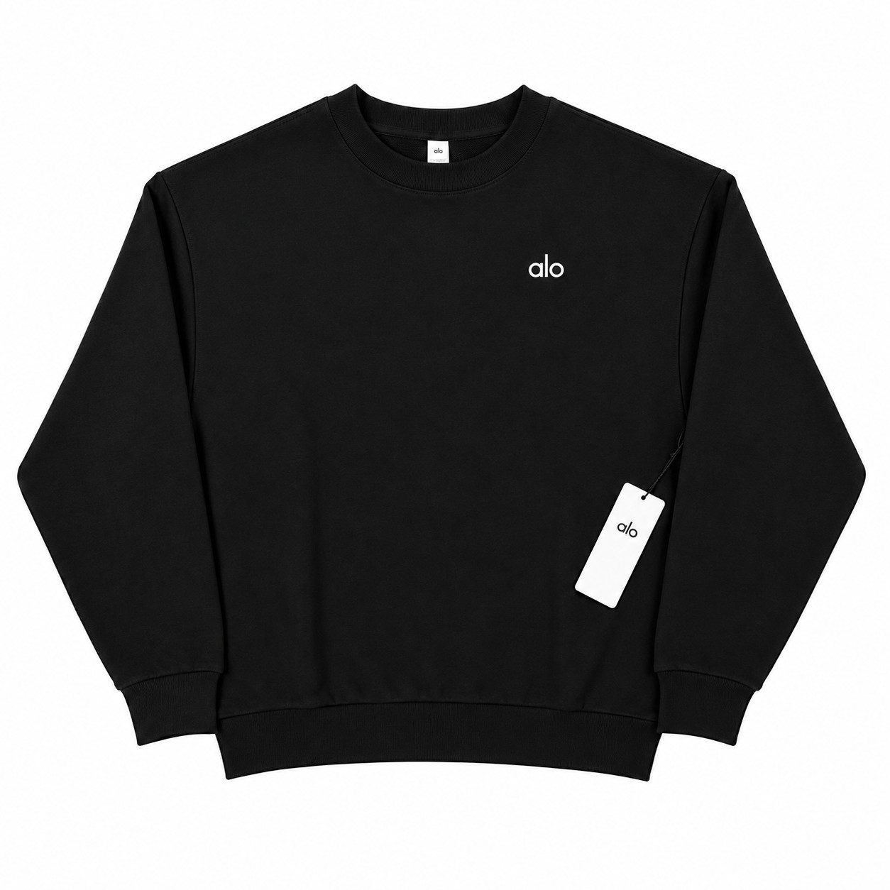 Alo Women\'s Black Accolade Crew Neck Pullover Sweater Size Large Alo Women\'s Black Accolade Crew Neck Pullover Sweater Size Large