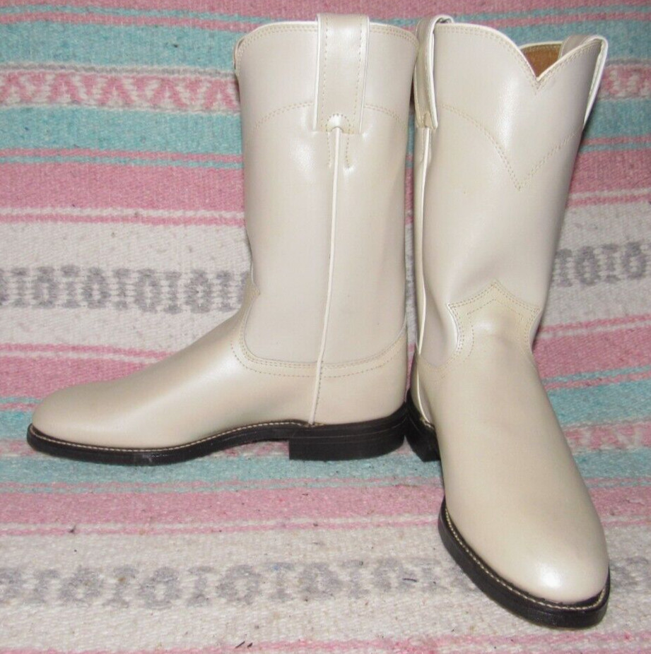 Women\'s VTG Justin Diamond J Bone Leather Roper Cowboy Boots 4.5 C NEW in Box