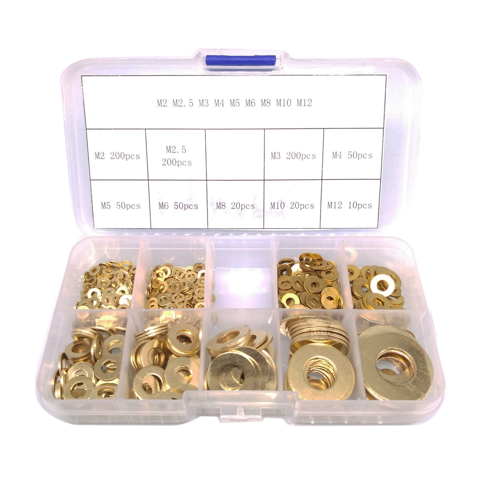 800pcs Brass Flat Washers Assortment Kit 800pcs Brass Flat Washers Assortment Kit