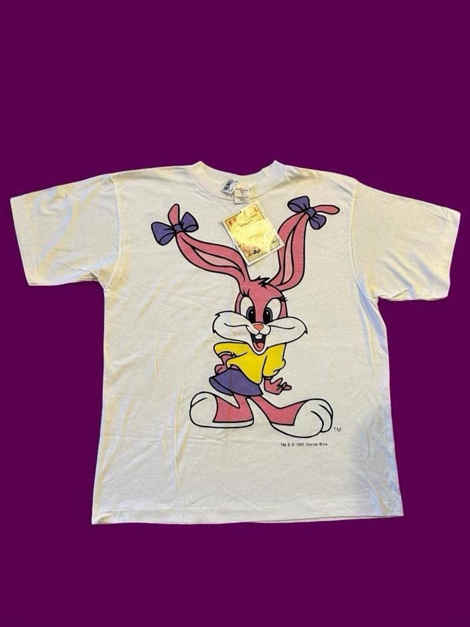 NWT VINTAGE 1993 Tiny Toons Baby Babs Front and Back White Graphic Shirt NWT VINTAGE 1993 Tiny Toons Baby Babs Front and Back White Graphic Shirt