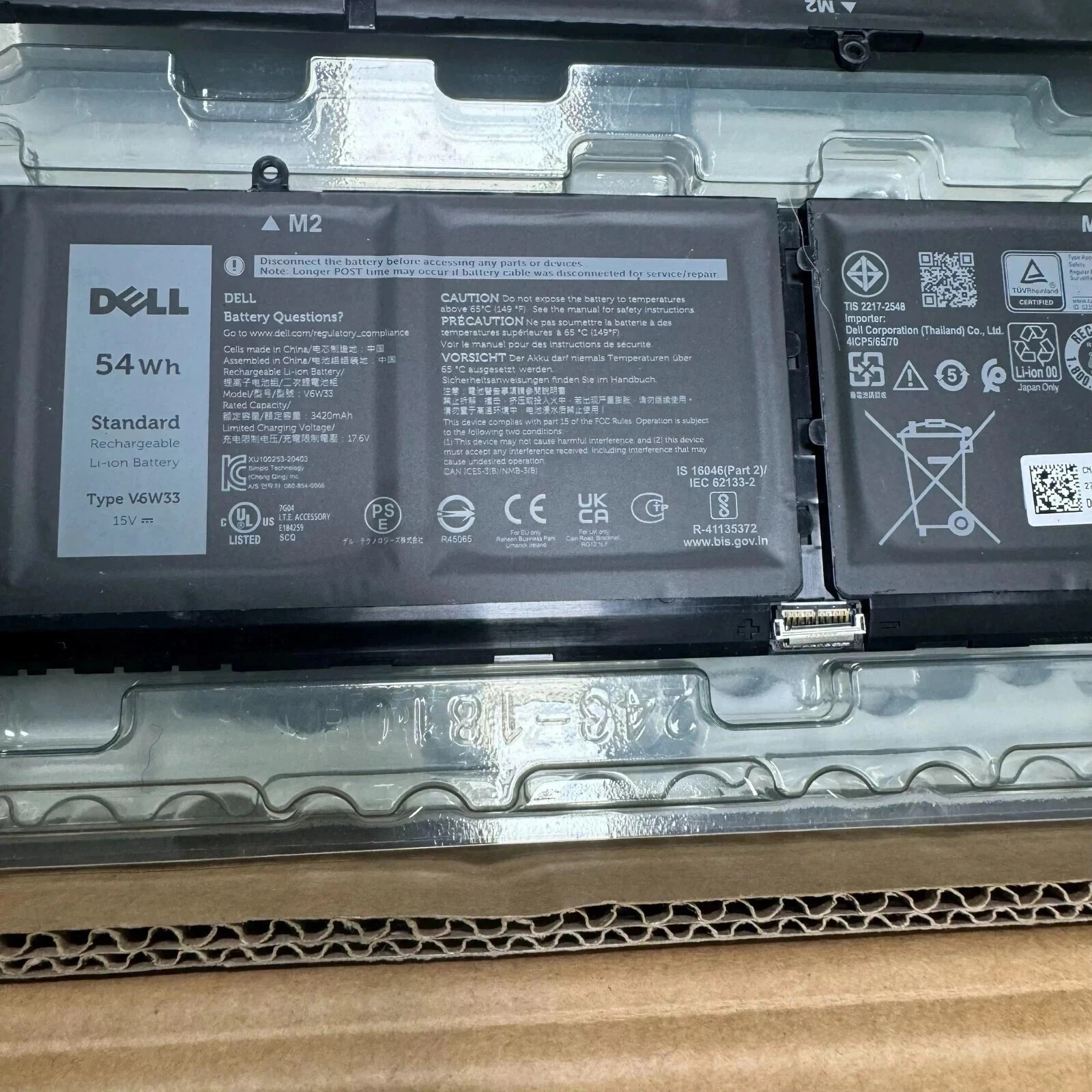 New Genuine 54WH V6W33 Battery For Dell Inspiron 3510 3511 3515 5510 Vostro 3515